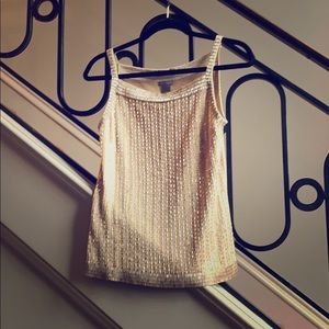 NWT! Ann Taylor XS gold sequin sweater tank